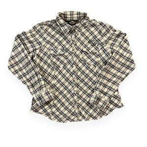 Harley Davidson Plaid Button Up Cotton Women's XL Natural Fiber Breathable Plaid